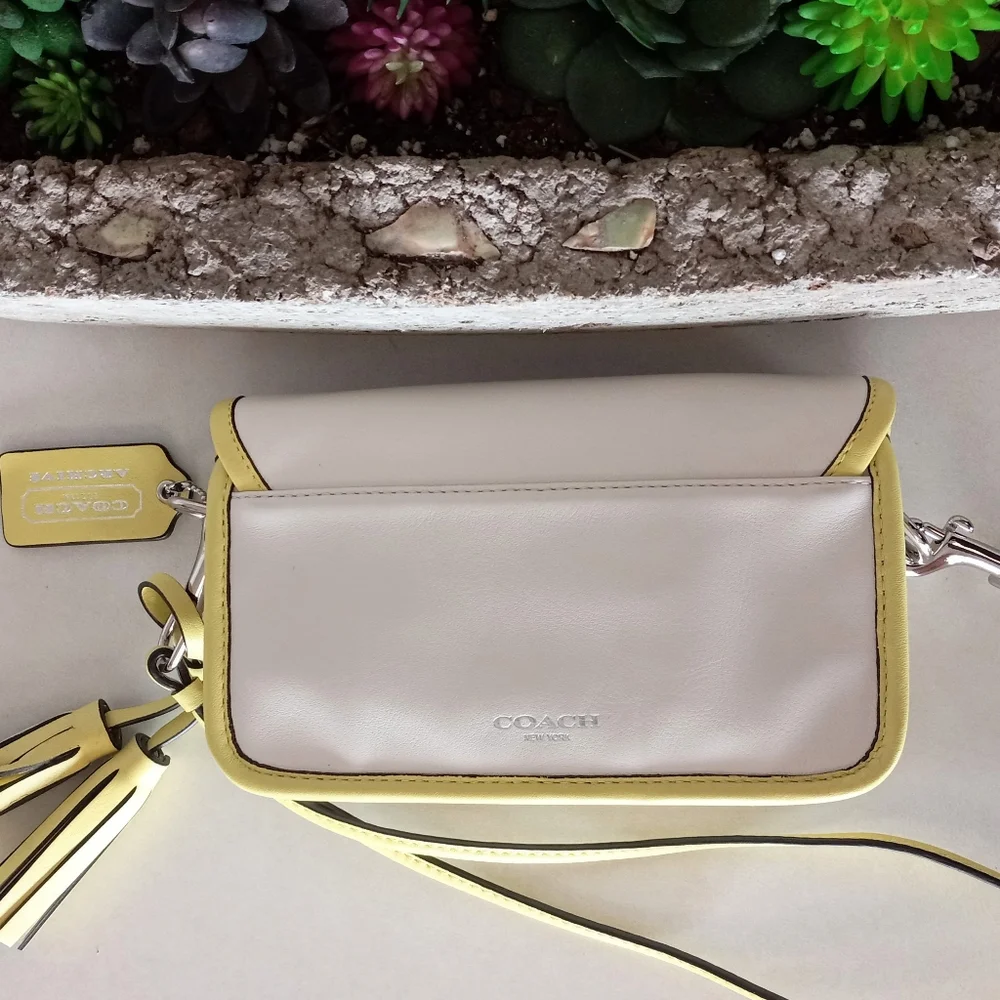 Coach Legacy Archival Two Tone Leather Penny, Shoulder Bag (Citrine/ Parchment)